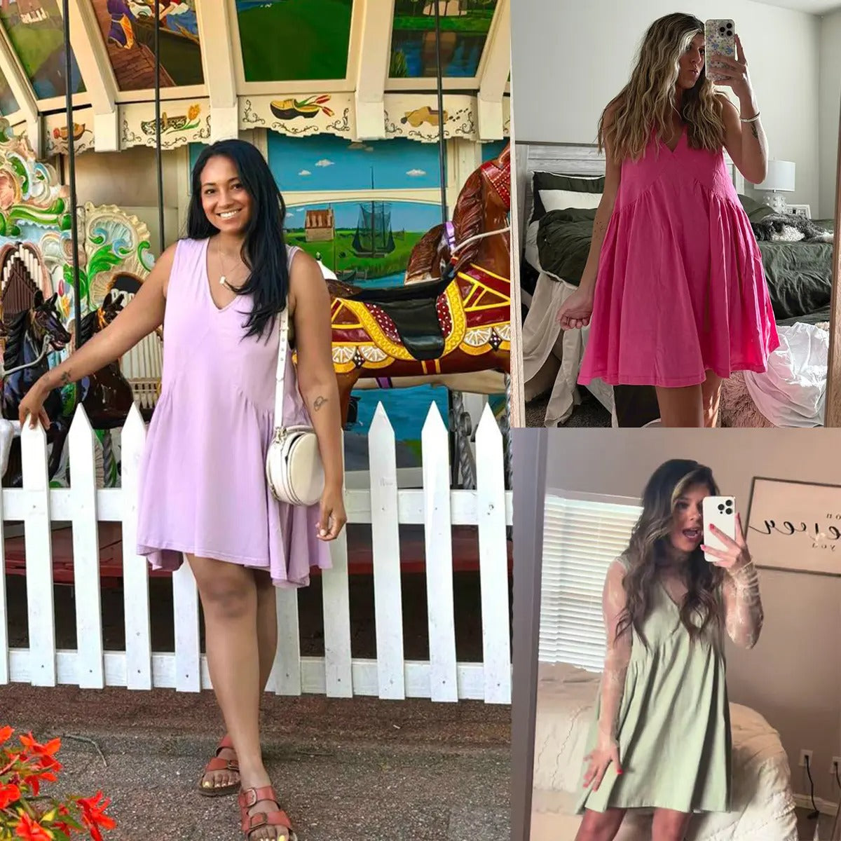 🔥Womens Summer Sleeveless Mini Dress Casual Loose V Neck Sundress with Pockets