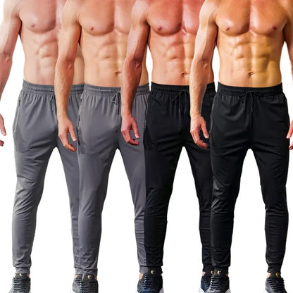 4-Pack Men's Joggers with Zipper Pockets Lightweight Cuffed Stretch Sweatpants Athleisure Outfit Big Guy Pants Athletic Workout Running Gym Fit for Spring & Summer Fashion