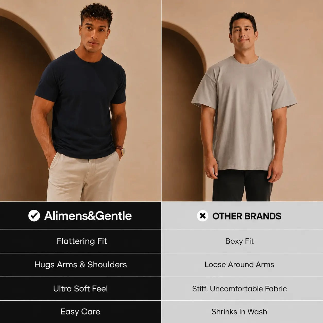 Men's Slim Fit Crew Neck Casual T-Shirts - Super Soft, Tagless, Essential Tees for Everyday Wear Breathable Streetwear