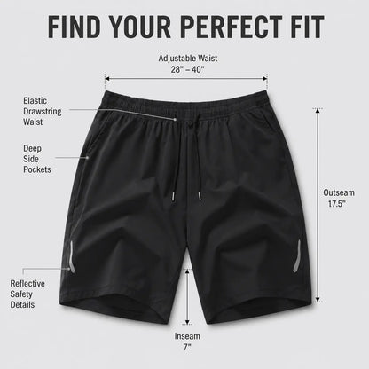 Men's Performance Shorts | Quick Dry • Lightweight • Breathable • Zipper Pockets