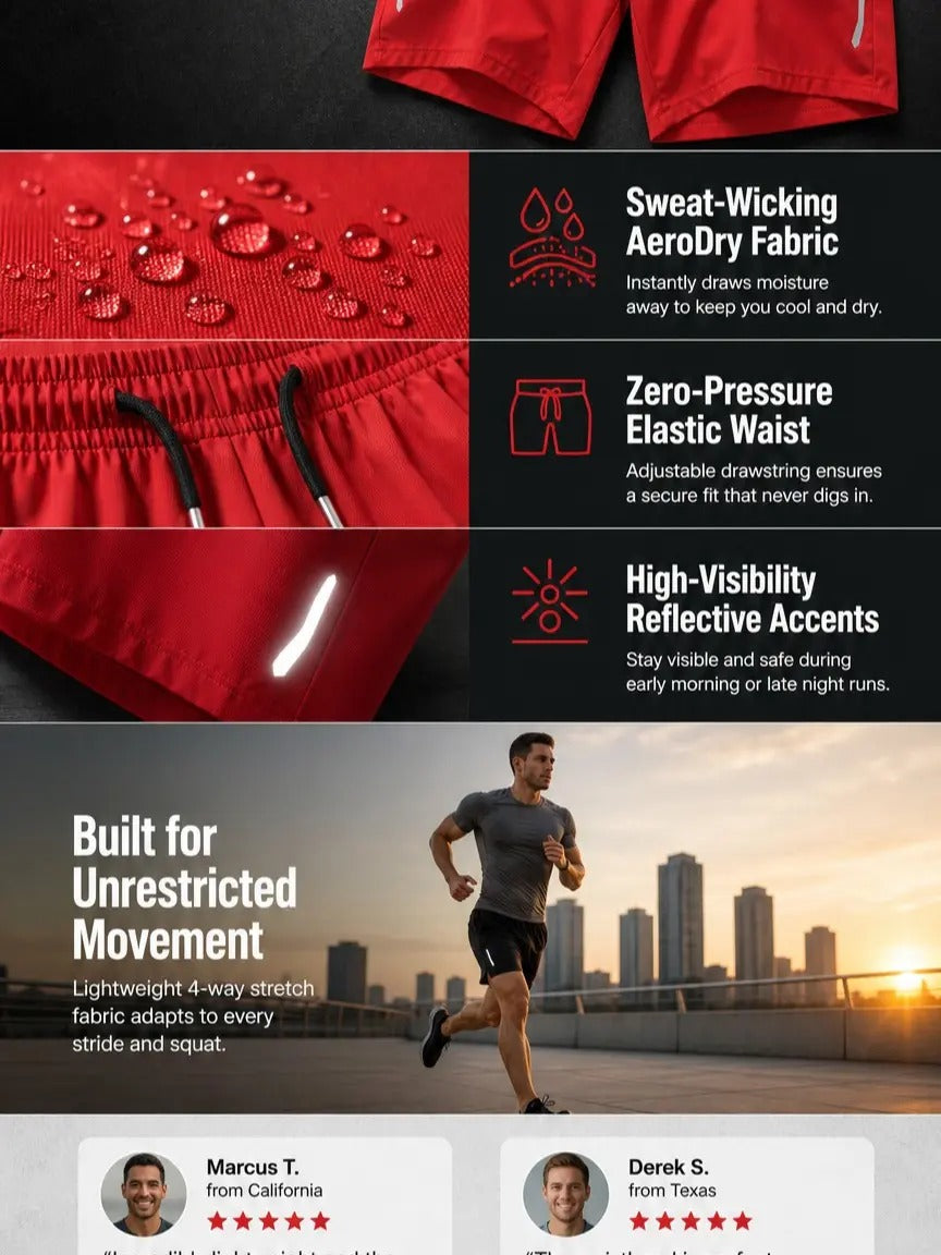 Men's Performance Shorts | Quick Dry • Lightweight • Breathable • Zipper Pockets