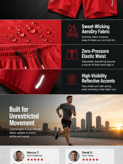 Men's Performance Shorts | Quick Dry • Lightweight • Breathable • Zipper Pockets