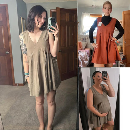 🔥Womens Summer Sleeveless Mini Dress Casual Loose V Neck Sundress with Pockets