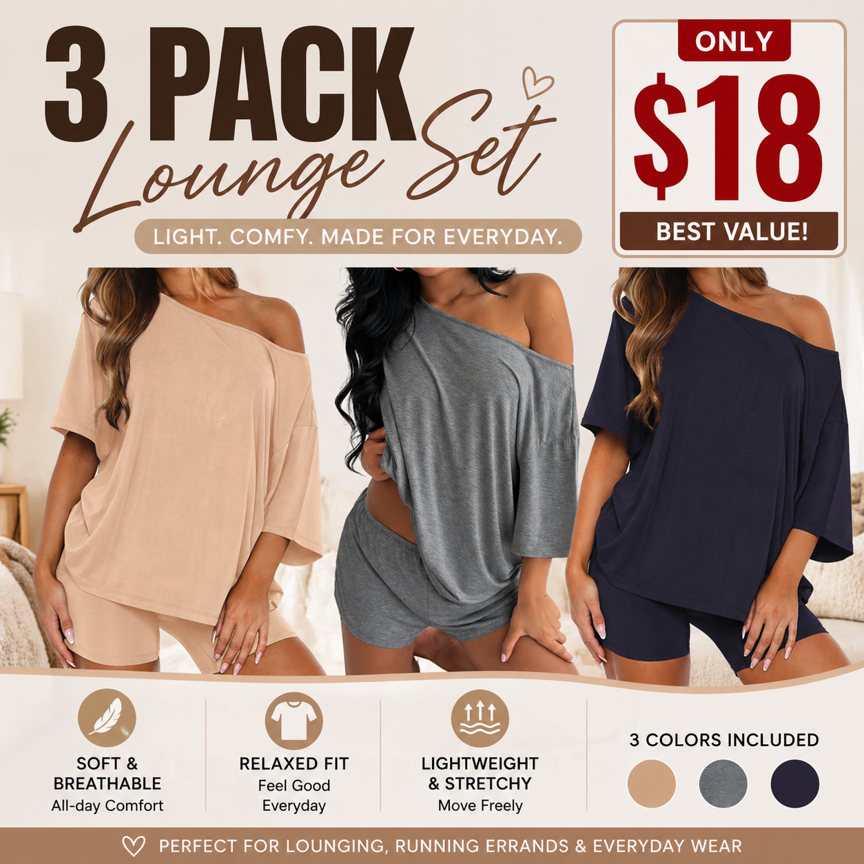 Women's Off-Shoulder Lounge Set