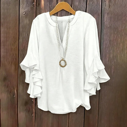 Plus Size Ruffle Sleeve V-Neck Shirt Top🔥