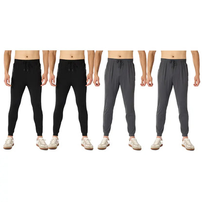 4-Pack Men's Joggers with Zipper Pockets Lightweight Cuffed Stretch Sweatpants Athleisure Outfit Big Guy Pants Athletic Workout Running Gym Fit for Spring & Summer Fashion