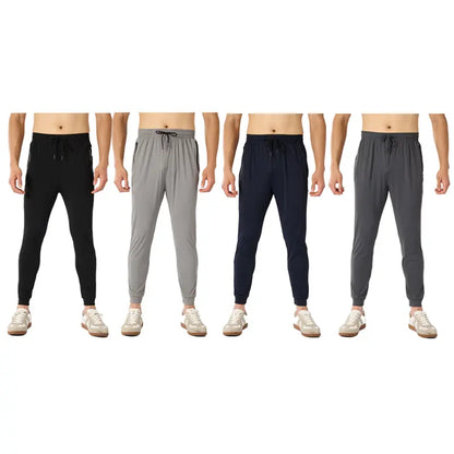 4-Pack Men's Joggers with Zipper Pockets Lightweight Cuffed Stretch Sweatpants Athleisure Outfit Big Guy Pants Athletic Workout Running Gym Fit for Spring & Summer Fashion