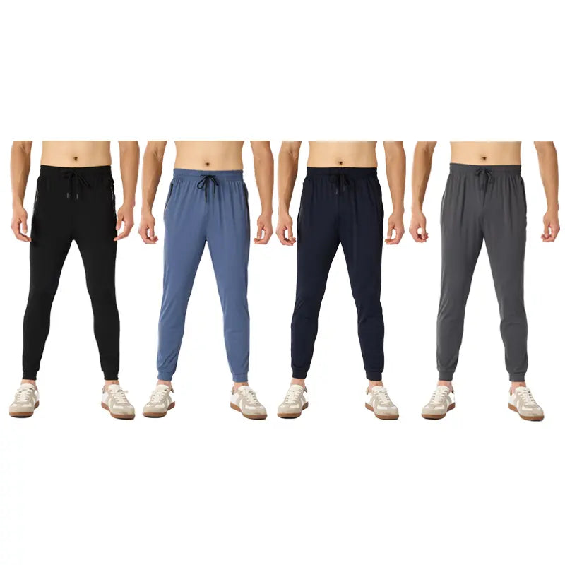 4-Pack Men's Joggers with Zipper Pockets Lightweight Cuffed Stretch Sweatpants Athleisure Outfit Big Guy Pants Athletic Workout Running Gym Fit for Spring & Summer Fashion