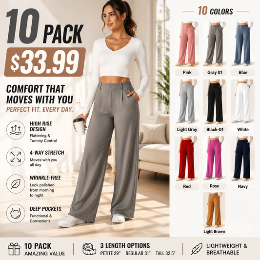 2026 NEW Limited offer🔥High Waisted Pocket Straight Leg Work Pants