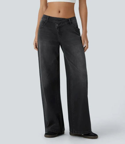 High Waist Straight Jeans with European-American Flair