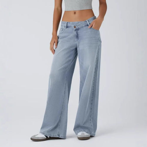 High Waist Straight Jeans with European-American Flair