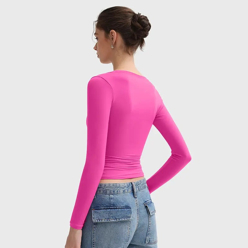 🌸Womens Scoop Neck Long Sleeve Top Double Layer Slimfit Fall Outfits Minimalist Comfort Basic Double layer