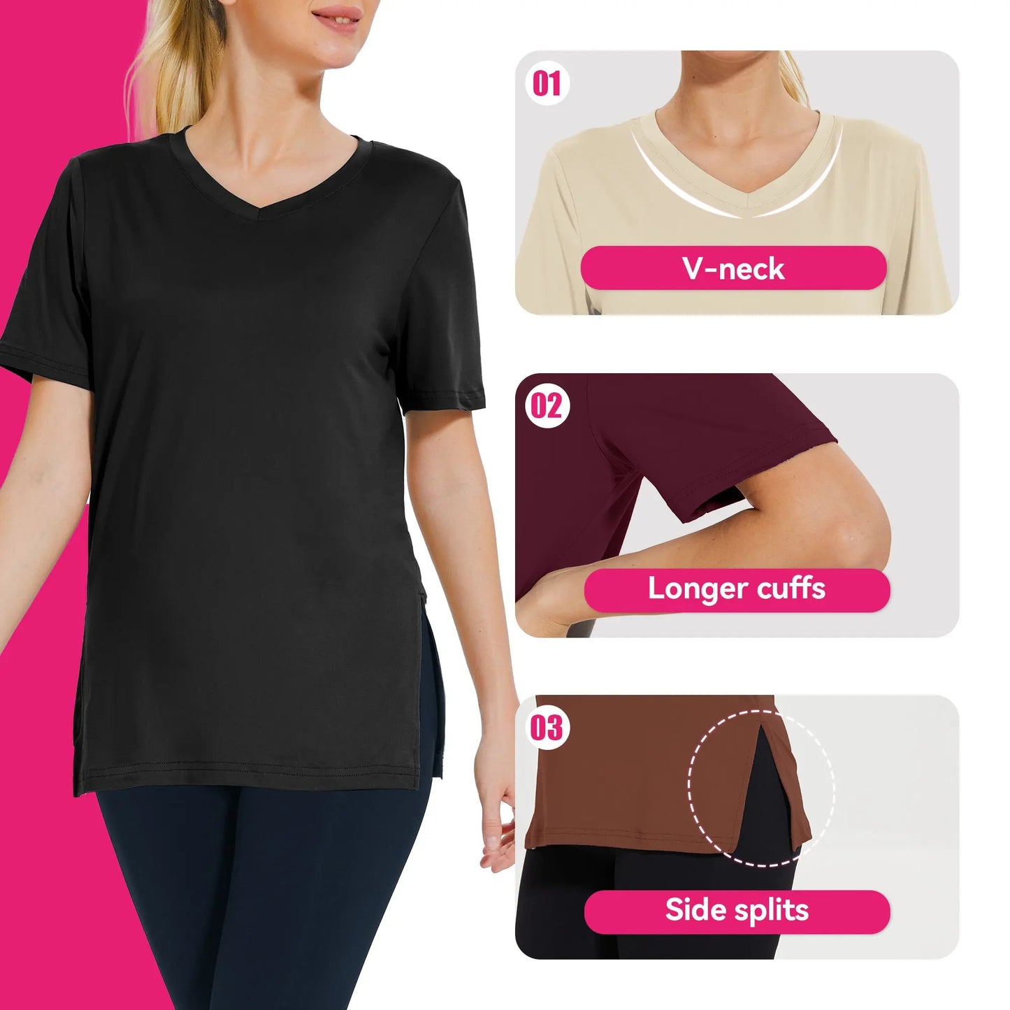 Women's Plus Size Short Sleeve T-Shirts - ‌Lightweight Casual V-Neck Tops for Fall, ‌Breathable Loose Fit‌, Comfortable Basic Tees