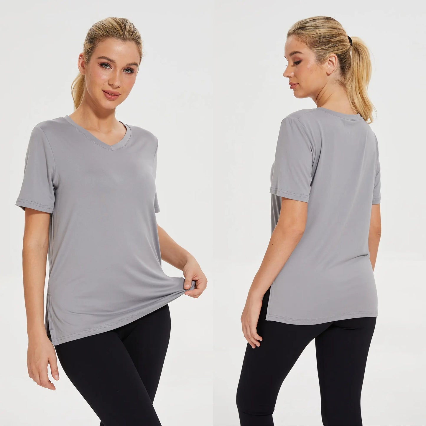 Women's Plus Size Short Sleeve T-Shirts - ‌Lightweight Casual V-Neck Tops for Fall, ‌Breathable Loose Fit‌, Comfortable Basic Tees