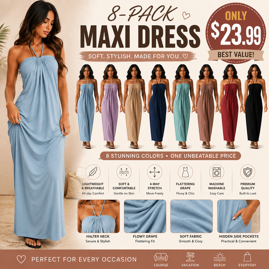 Halter Tie Back Maxi Dress with Pockets