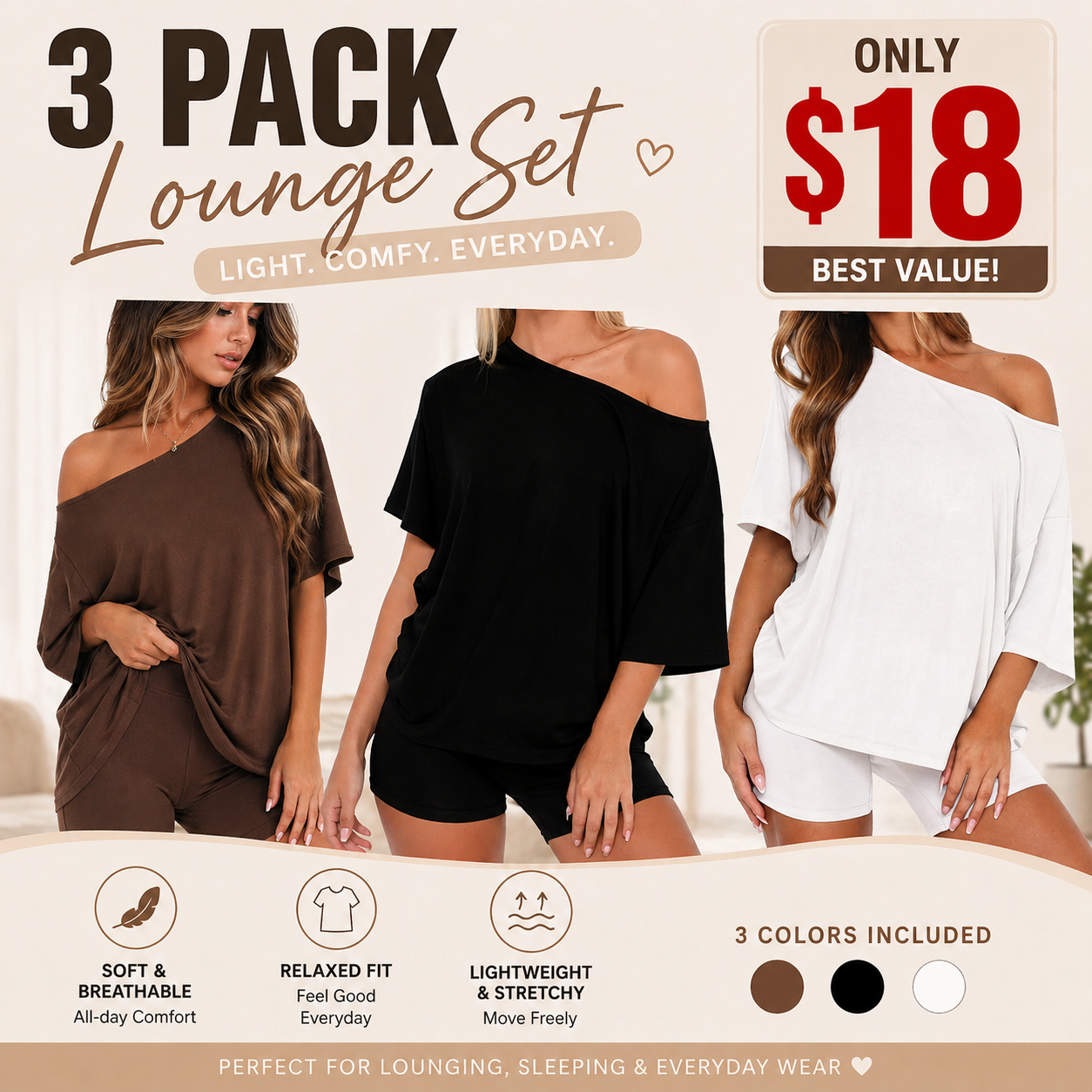 Women's Off-Shoulder Lounge Set